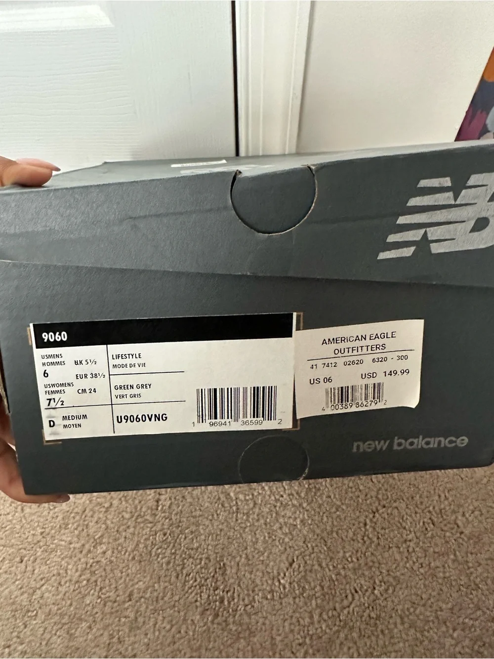 New Balance 9060 Green and Cream Sneakers